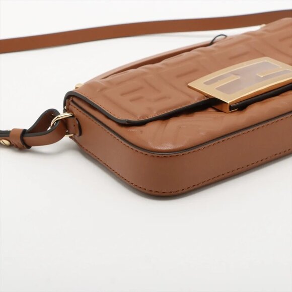 Fendi baguette Leather 2 Way Handbag Brown 7AS142 - Picture 4 of 11